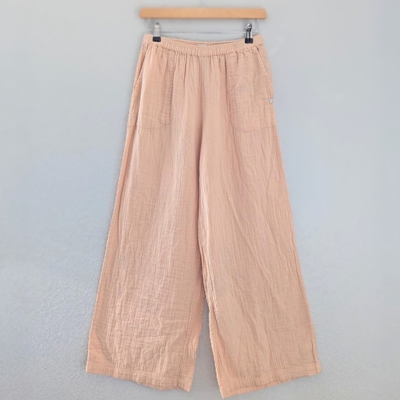 Roxy What A Vibe Wide Leg Elastic Waist Pants Cotton Gauze Beachy Cruise Resort - Picture 5 of 12